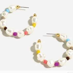 J. Crew Rainbow Pop Pearl Hoop Earrings